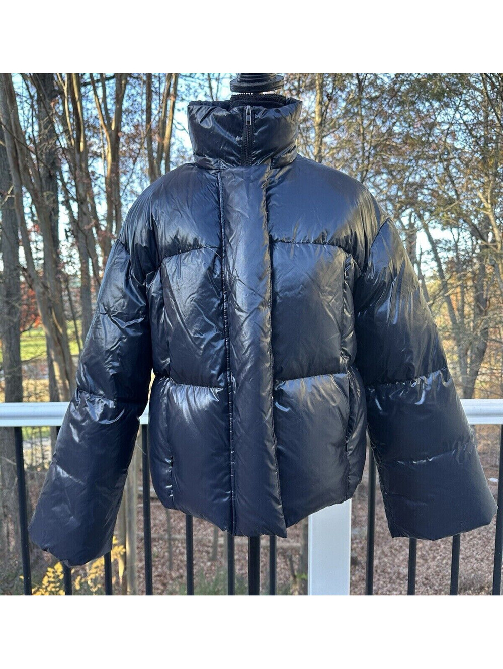 NAP Duck Down Puffer Jacket Womens M Navy Blue Quilted Coat